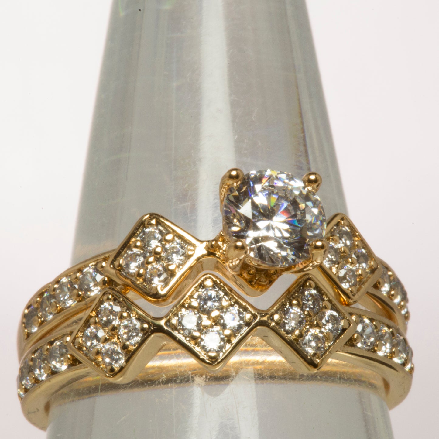 Anillo de Aleación Bañado en Oro con Cristal Emporia® Blanco