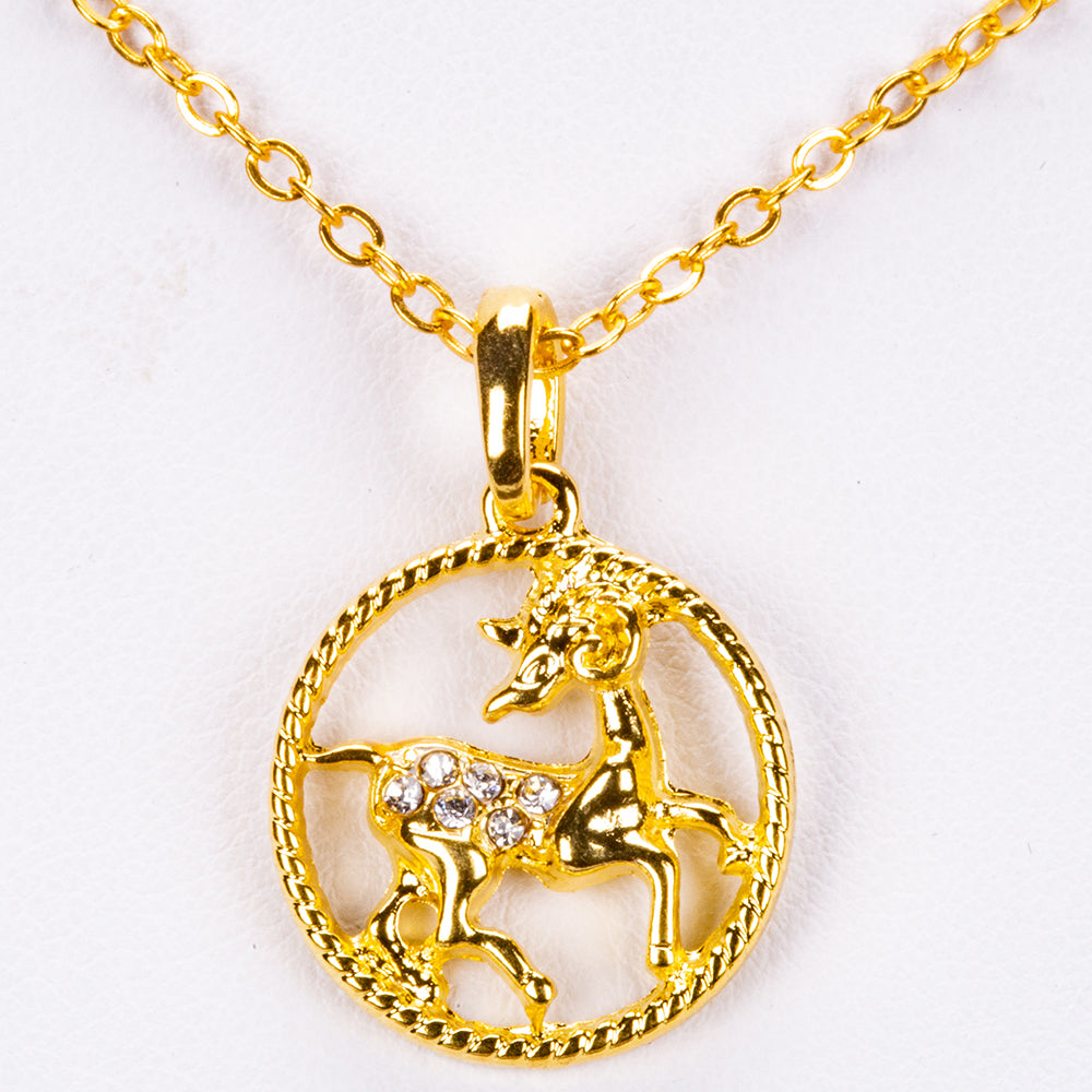 Aries Collar de Aleación Bañado en Oro con Cristal Emporia® Blanco ( Collar +Colgante )