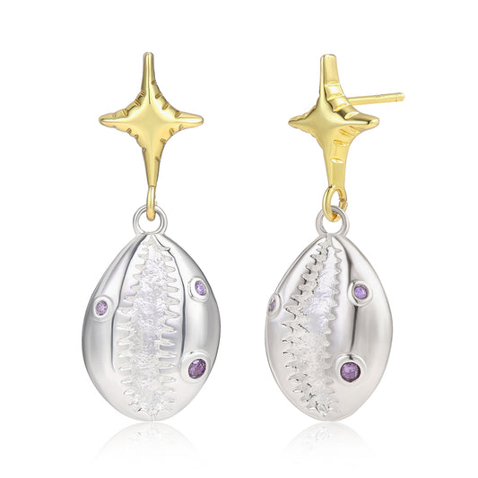 Pendientes de Aleación Bañado en Oro con Cristal Emporia® Púrpura