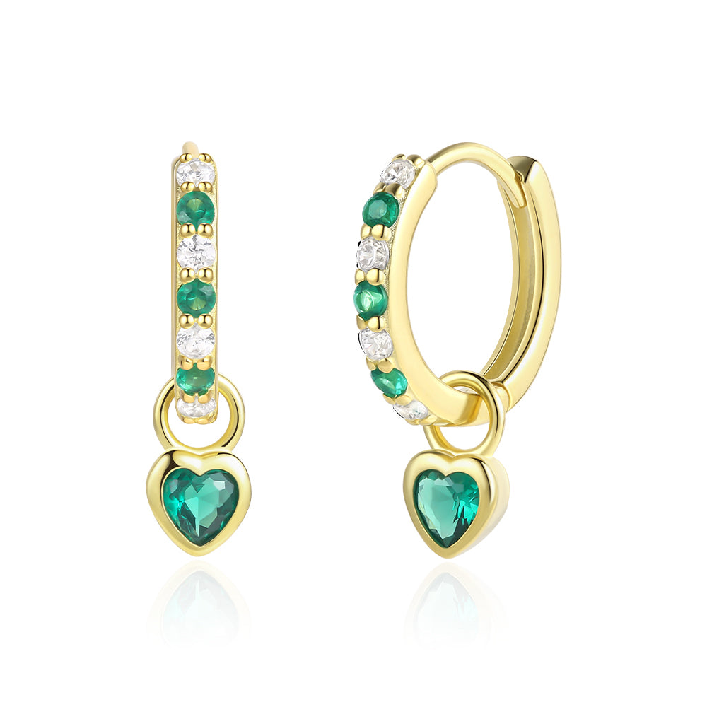 Pendientes de Aleación Bañado en Oro con Cristal Emporia® Verde y Cristal Emporia® Blanco
