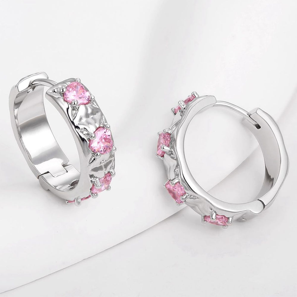Pendientes de Aleación Bañado en Oro con Cristal Emporia® Blanco y Cristal Emporia® Rosa
