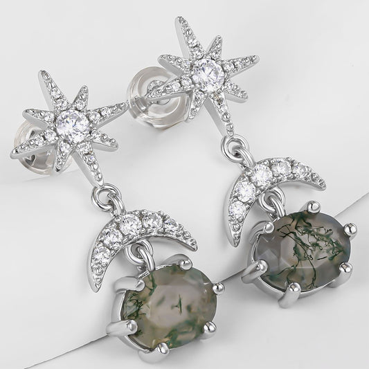 Pendientes de Aleación Bañado en Oro con Cristal Emporia® Verde y Cristal Emporia® Blanco