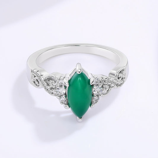 Anillo de Aleación Bañado en Oro con Cristal Emporia® Verde