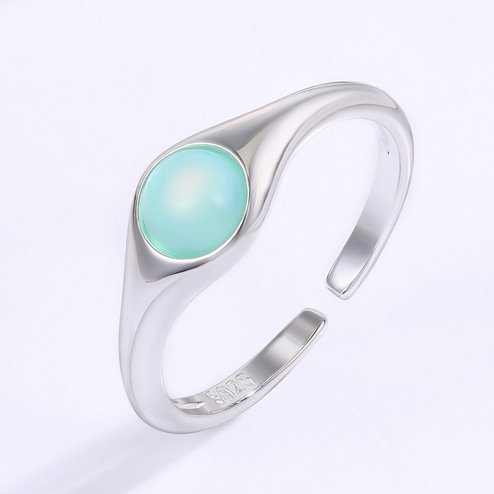 Anillo de Aleación Bañado en Oro con Cristal Emporia® Azul