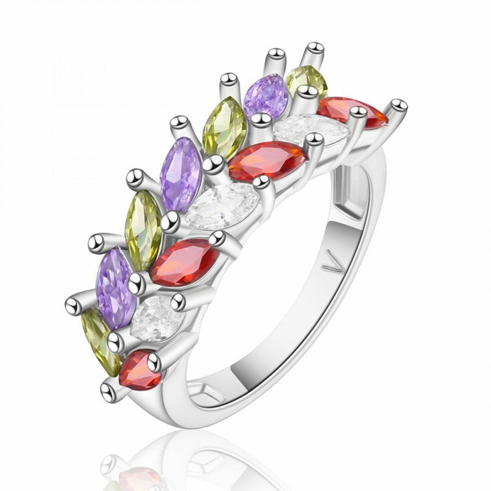 Anillo de Aleación Bañado en Oro con Cristal Emporia® Rojo