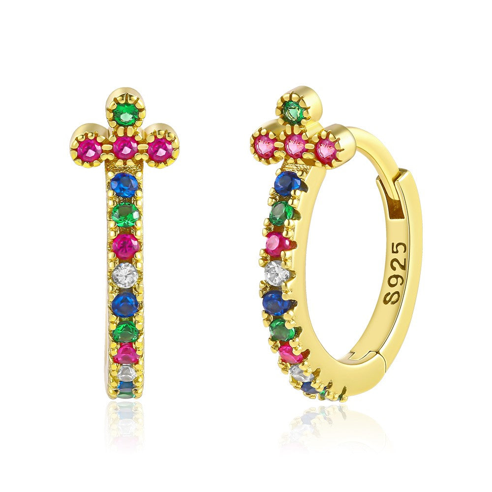 Pendientes de Aleación Bañado en Oro con Cristal Emporia® Azul