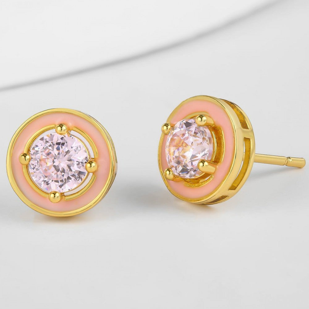 Pendientes de Aleación Bañado en Oro con Cristal Emporia® Blanco