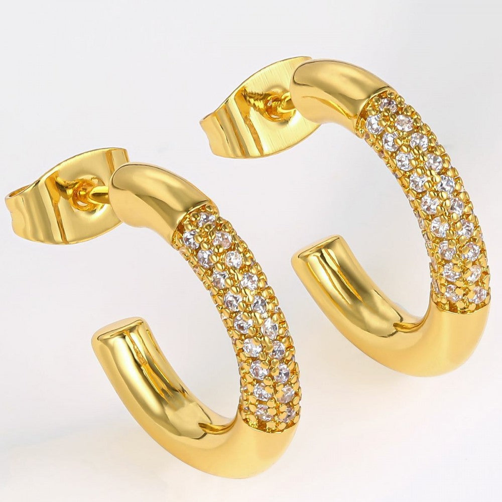 Pendientes de Aleación Bañado en Oro con Cristal Emporia® Blanco