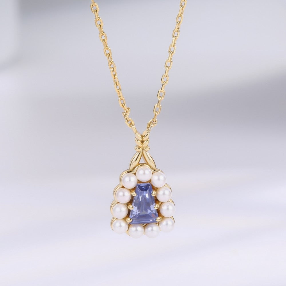 Collar de Aleación Bañado en Oro con Cristal Emporia® Azul