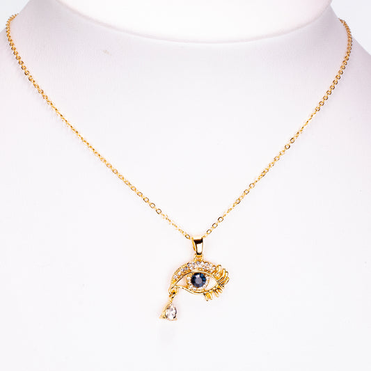 Collar de Aleación Bañado en Oro con Zafiro