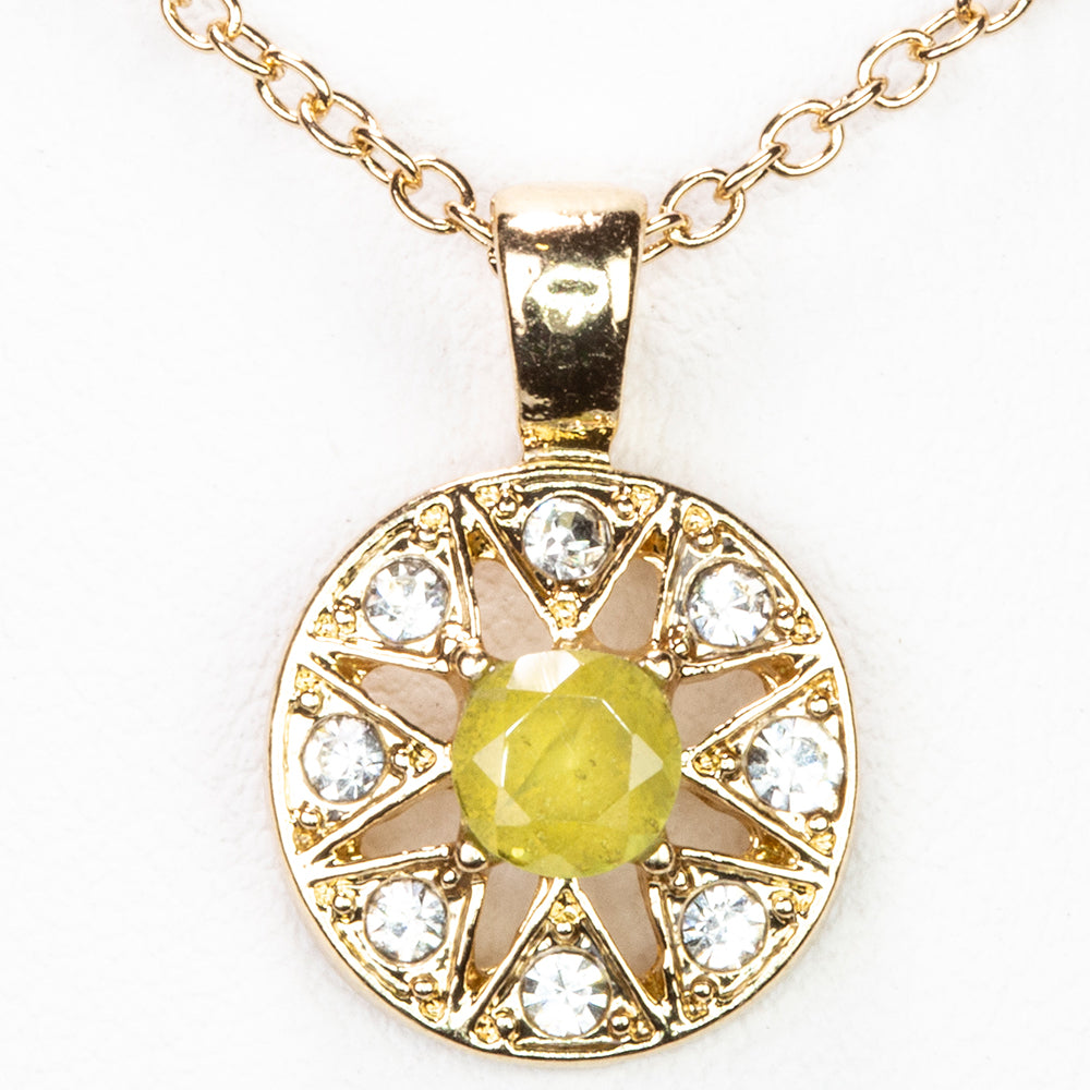 Collar de Aleación Bañado en Oro con Peridoto y Cristal Emporia® Blanco ( Collar +Colgante )