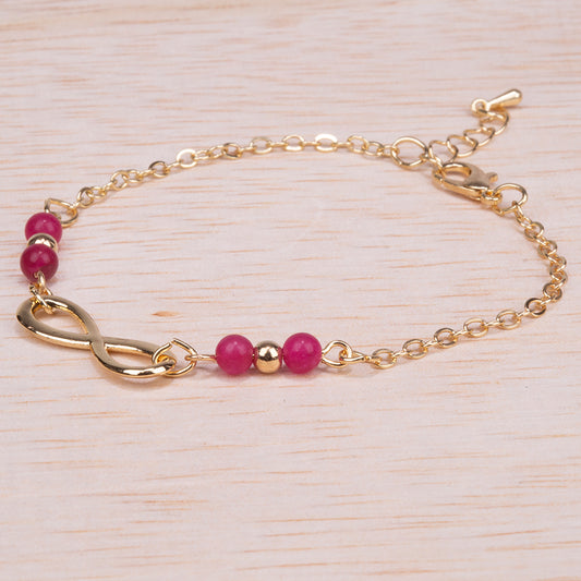Pulsera de Aleación Bañado en Oro con Rubí
