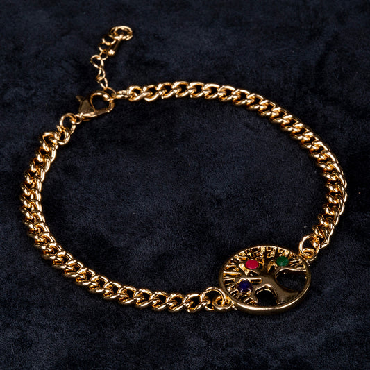 Pulsera de Aleación Bañado en Oro con Rubí y Zafiro