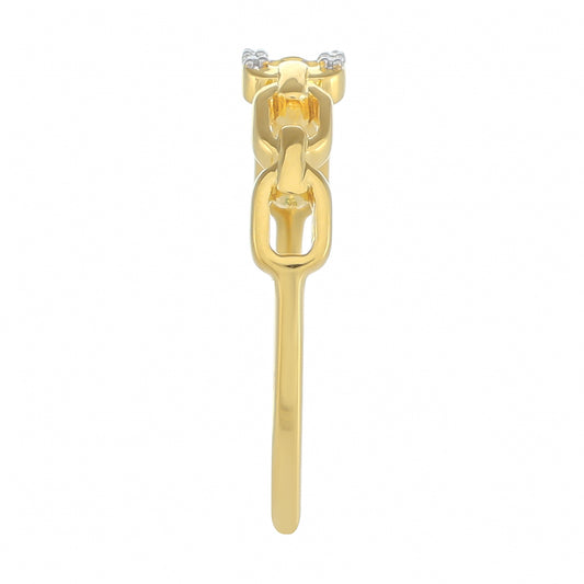Anillo de Plata Bañada en Oro con Diamante blanco