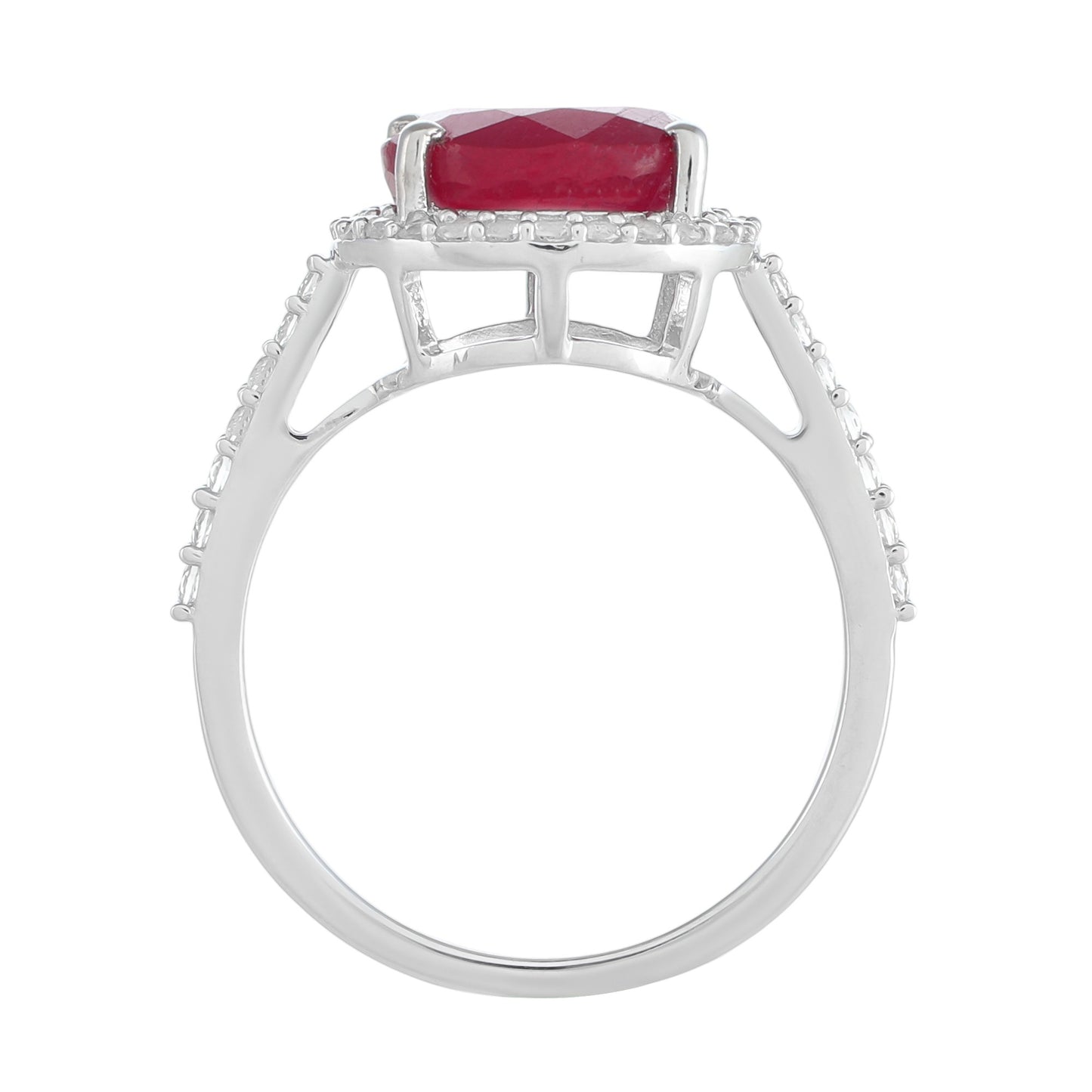 Anillo de Plata con Rubí de Tailandia y Topacio Blanco
