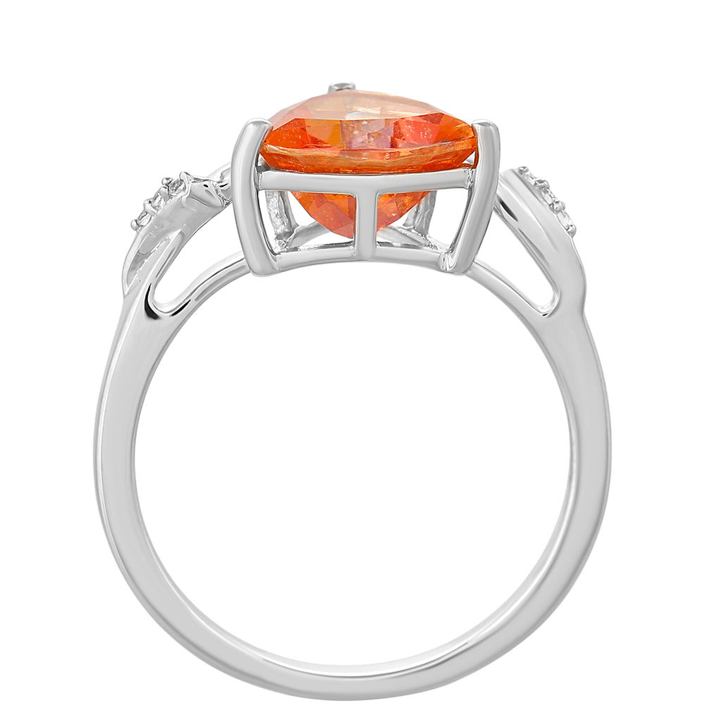 Anillo de Plata con Cuarzo Padparadscha y Topacio Blanco