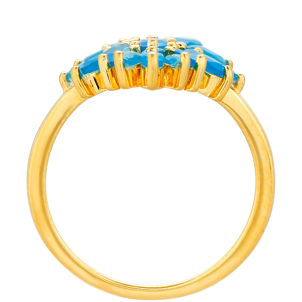 Anillo de Plata Bañada en Oro con Ópalo Azul Paraiba de Etiopía