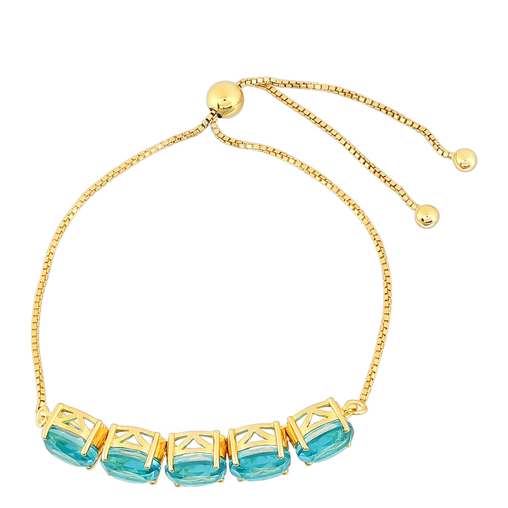 Pulsera de Plata Bañada en Oro con Cuarzo Paraiba