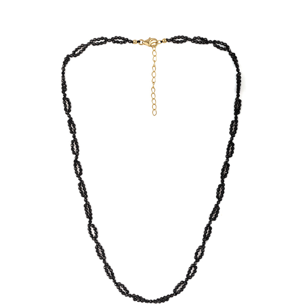 Collar de Plata Bañada en Oro con Espinela Negra
