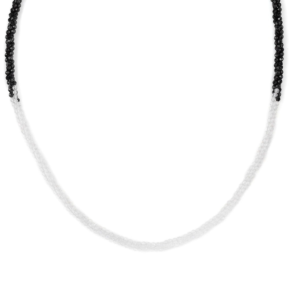 Collar de Plata Bañada en Oro con Espinela Negra y Topacio Blanco