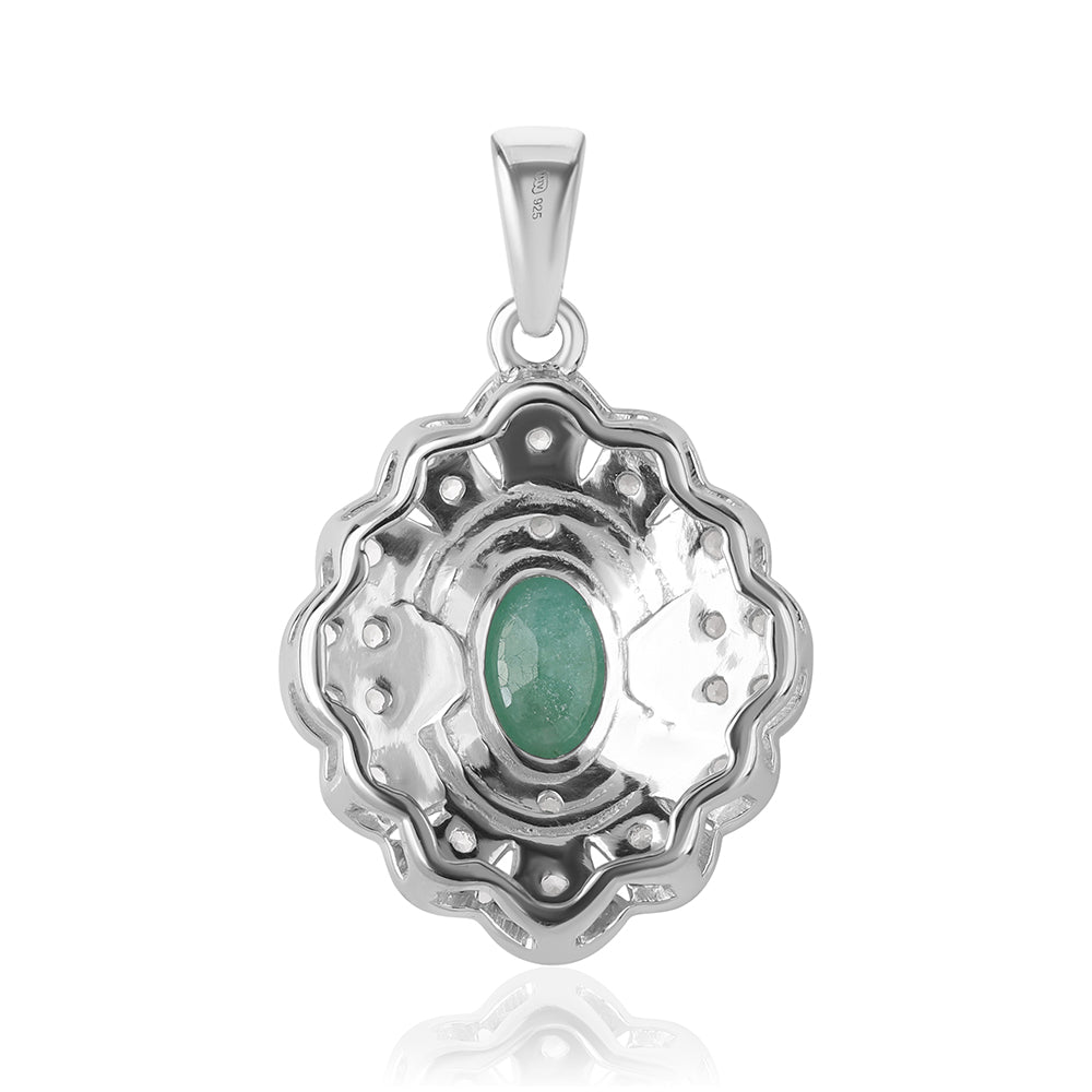 Colgante de Plata con Esmeralda de Brasil y Topacio Blanco