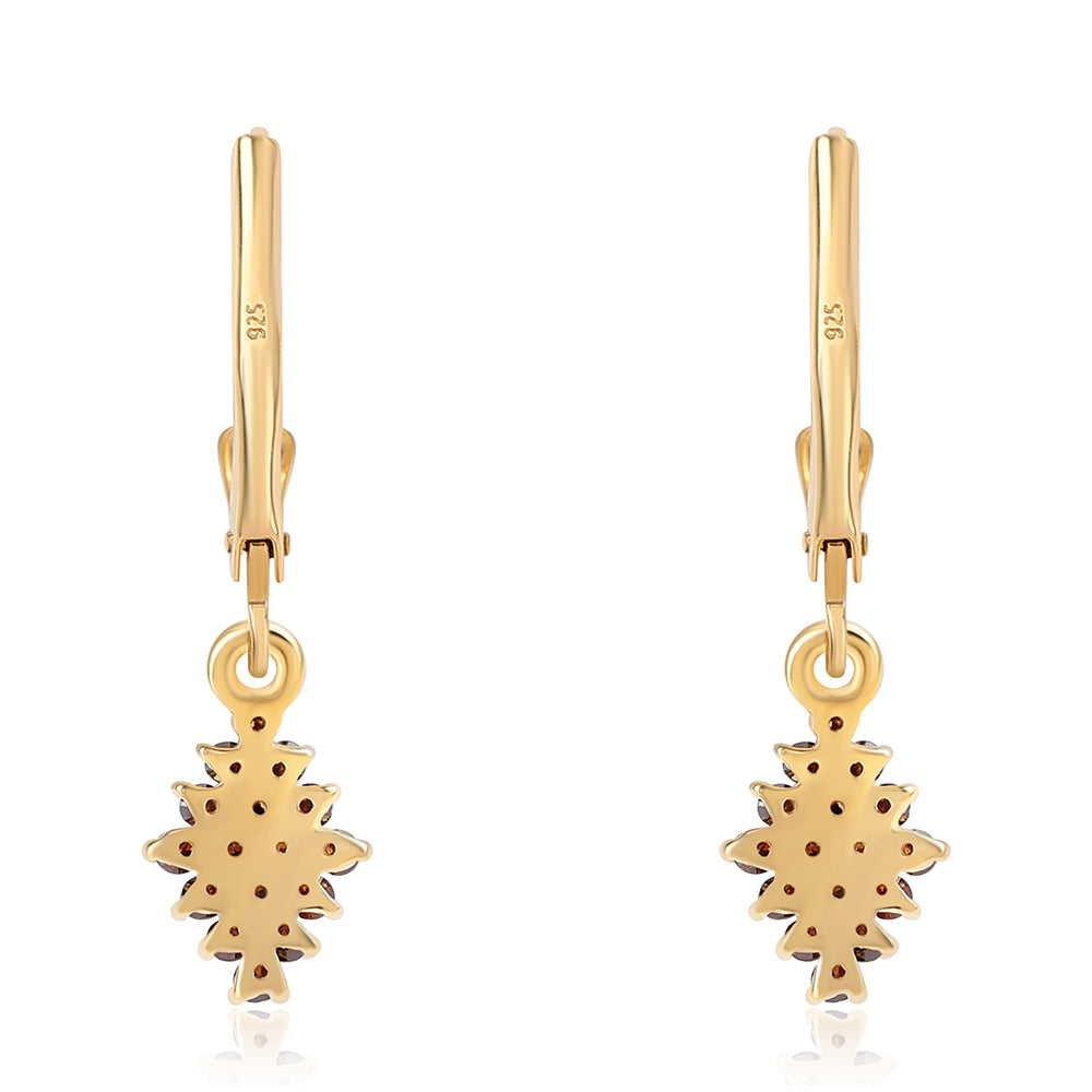 Pendientes de Plata Bañada en Oro con Diamante Rojo