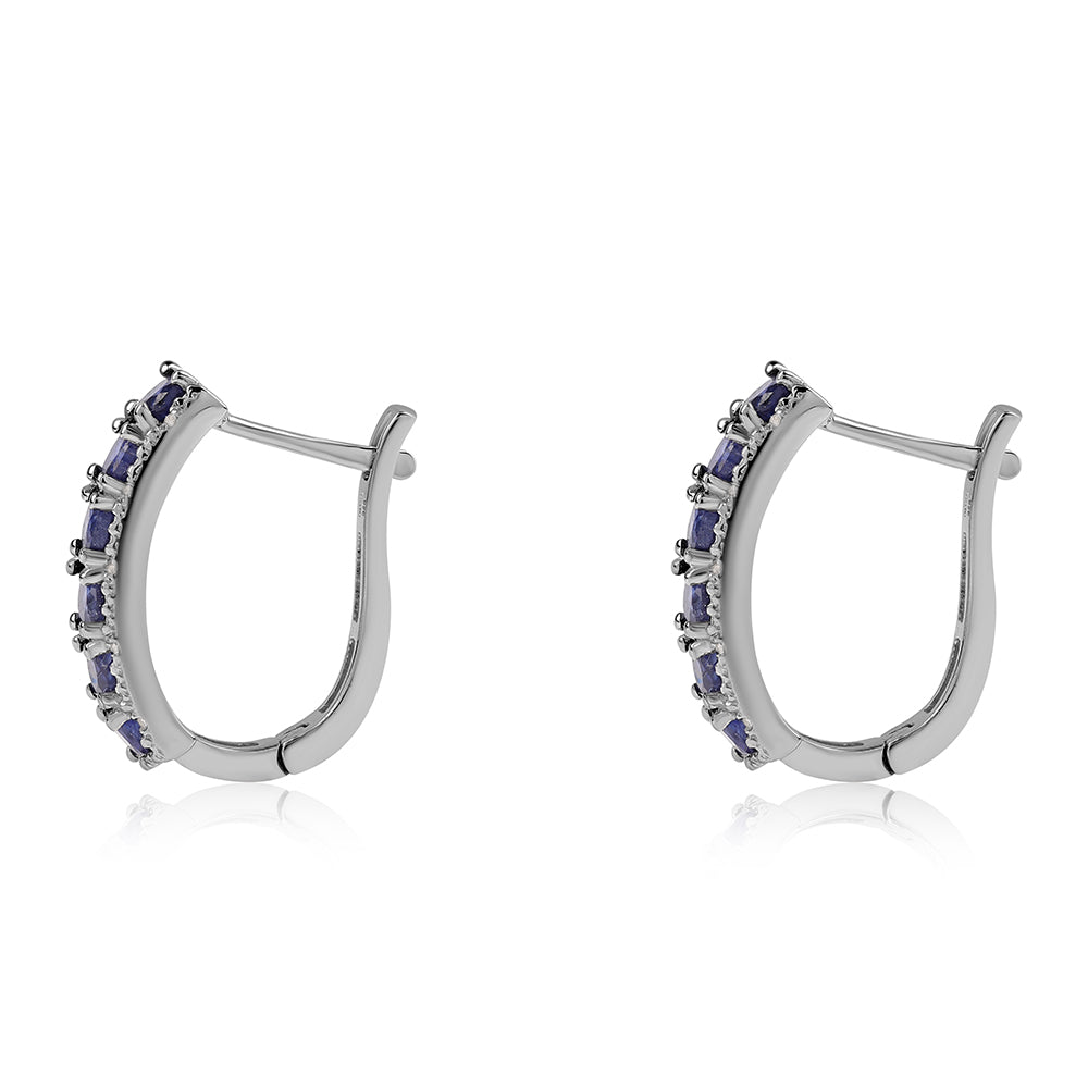 Pendientes de Plata con Zafiro Azul Australiano y Topacio Blanco