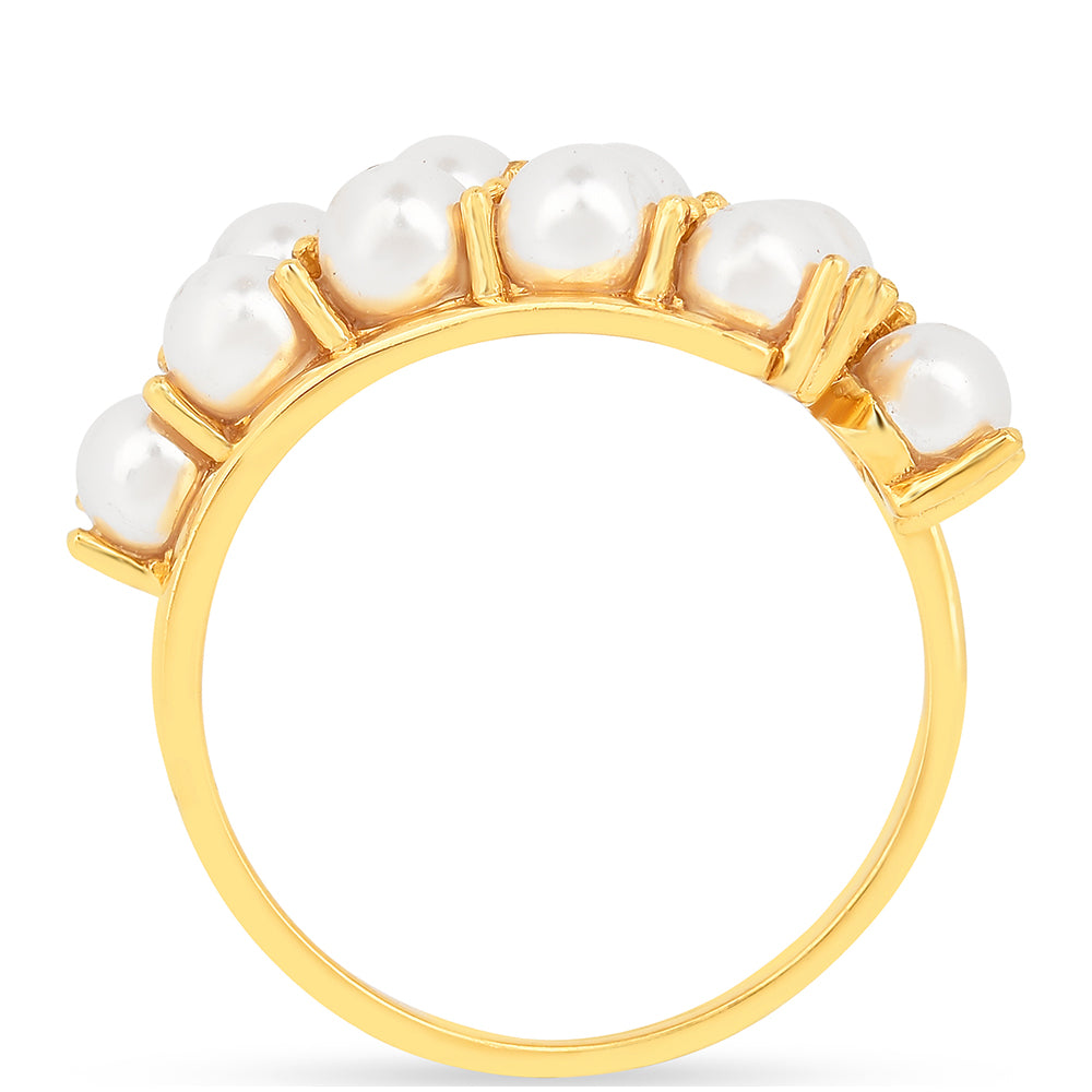 Anillo de Plata Bañada en Oro con Perla de Agua Dulce Crema