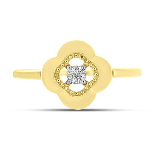 Anillo de Plata Bañada en Oro con Diamante blanco