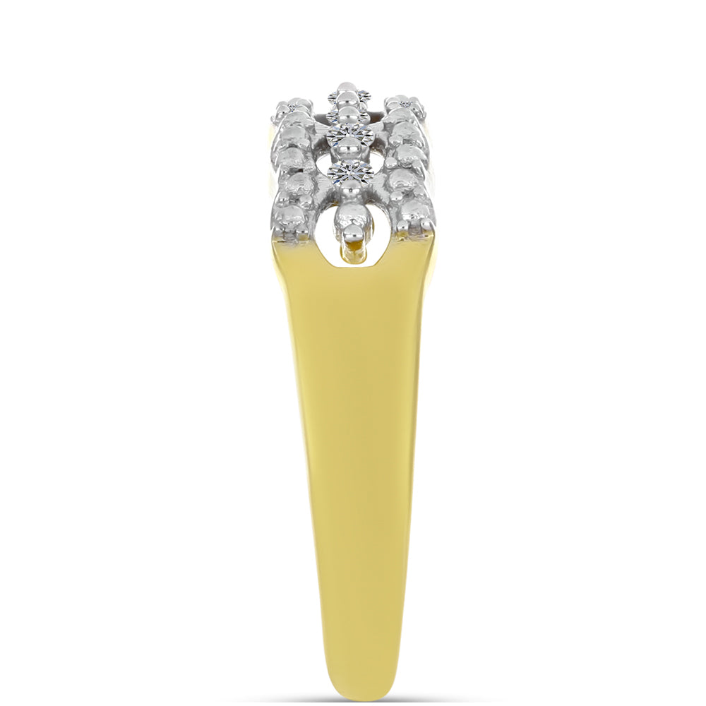 Anillo de Plata Bañada en Oro con Diamante blanco