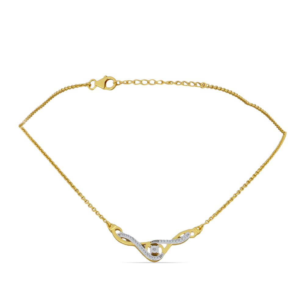 Collar de Plata Bañada en Oro con Diamante blanco y Zircón Blanco