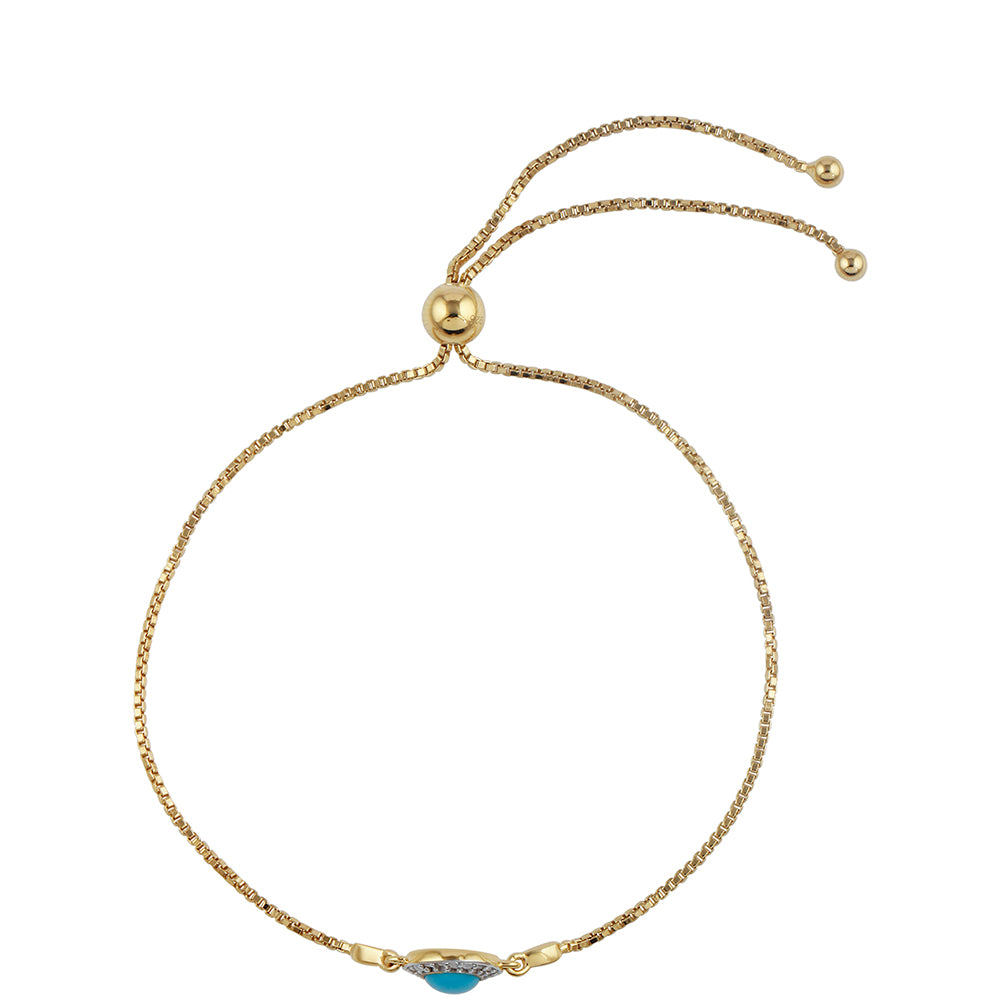Pulsera de Plata Bañada en Oro con Turquesa Bella Durmiente y Topacio Blanco
