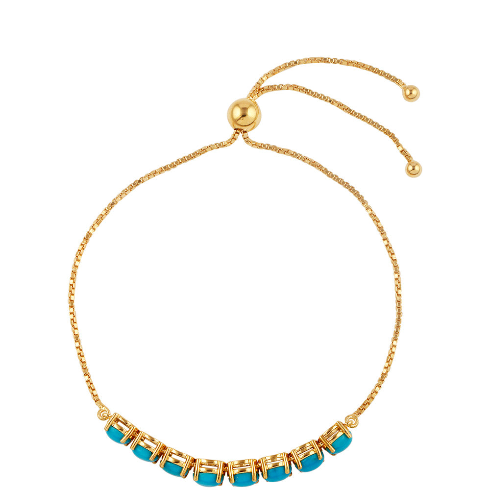 Pulsera de Plata Bañada en Oro con Turquesa Bella Durmiente