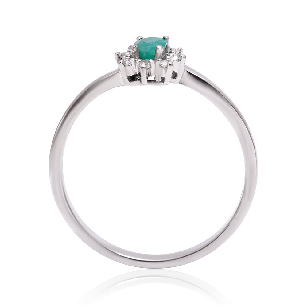 Anillo de Plata con Esmeralda de Brasil y Topacio Blanco