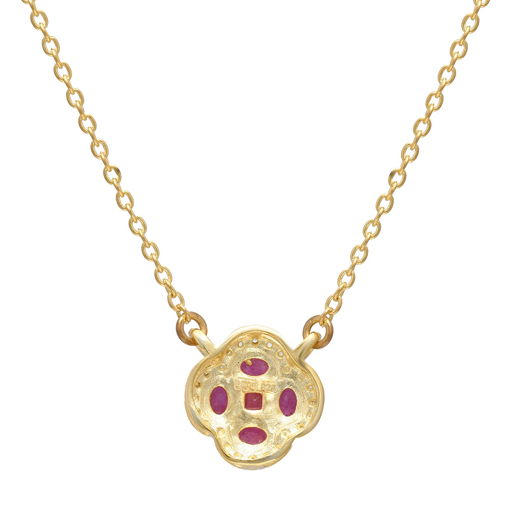 Collar de Plata Bañada en Oro con Rubí de Madagascar