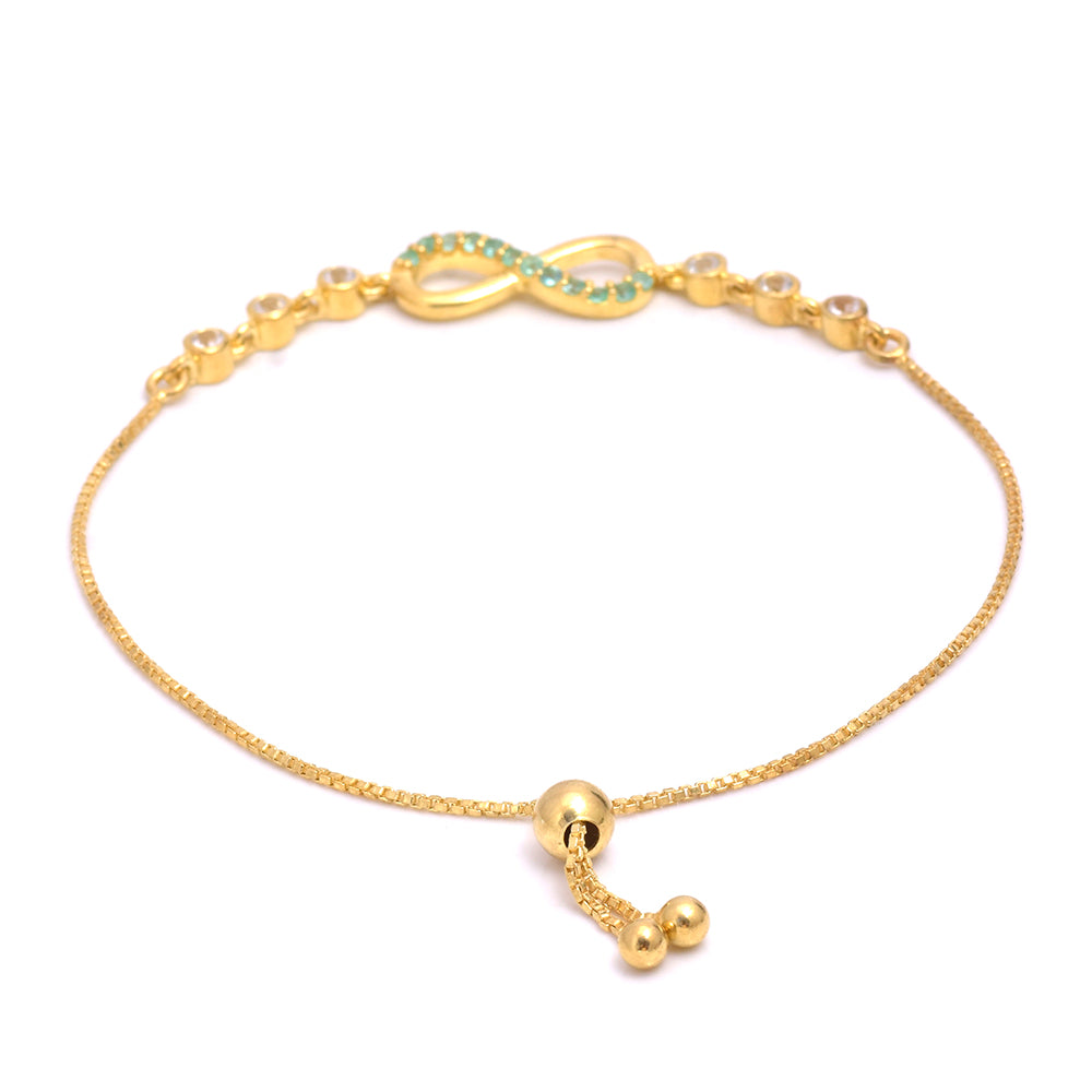 Pulsera de Plata Bañada en Oro con Esmeralda de Brasil y Topacio Blanco