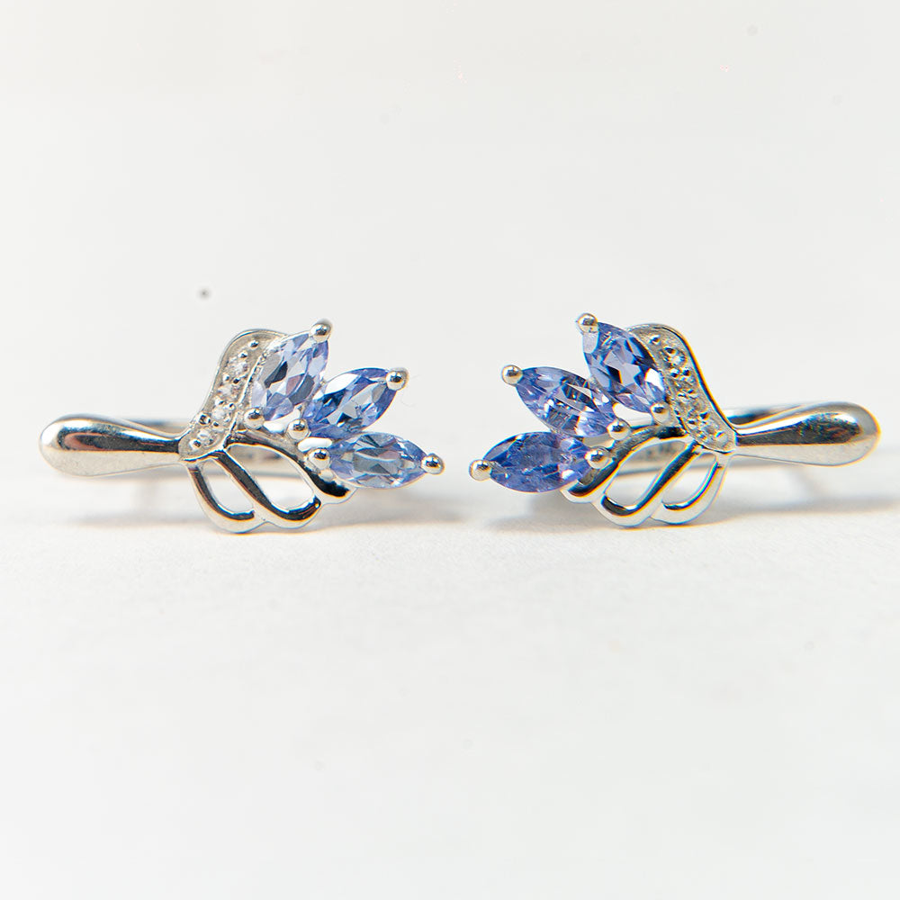 Pendientes de Plata con Tanzanita AAA y Topacio Blanco