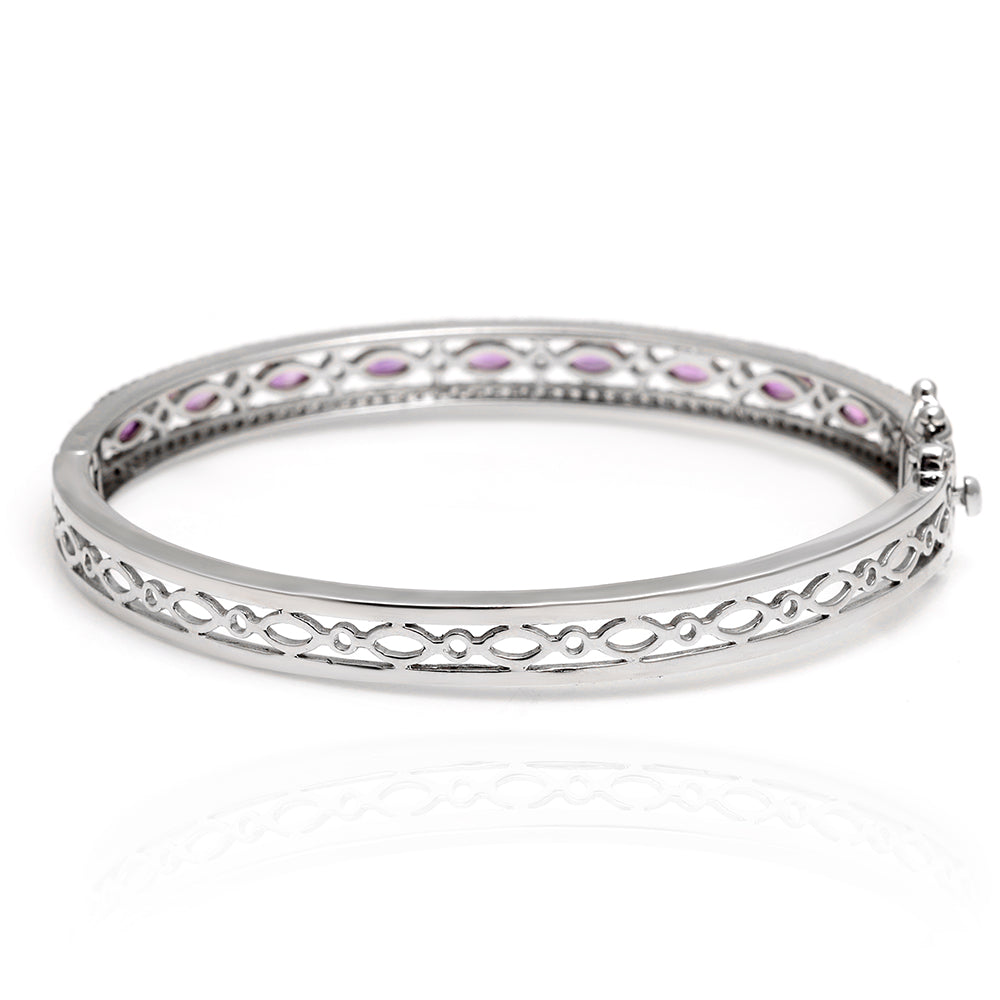 Pulsera de Plata con Amatista de Brasil y Topacio Blanco
