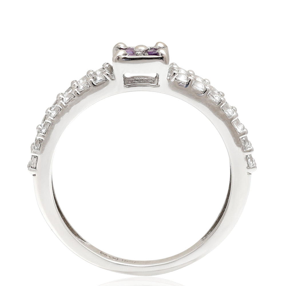 Anillo de Plata con Amatista de Brasil y Topacio Blanco