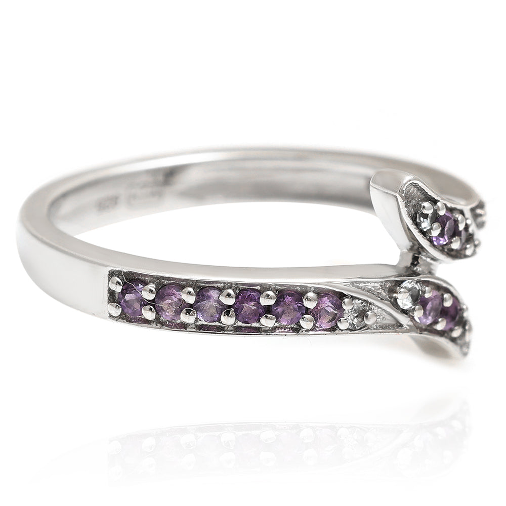 Anillo de Plata con Amatista de Brasil y Topacio Blanco