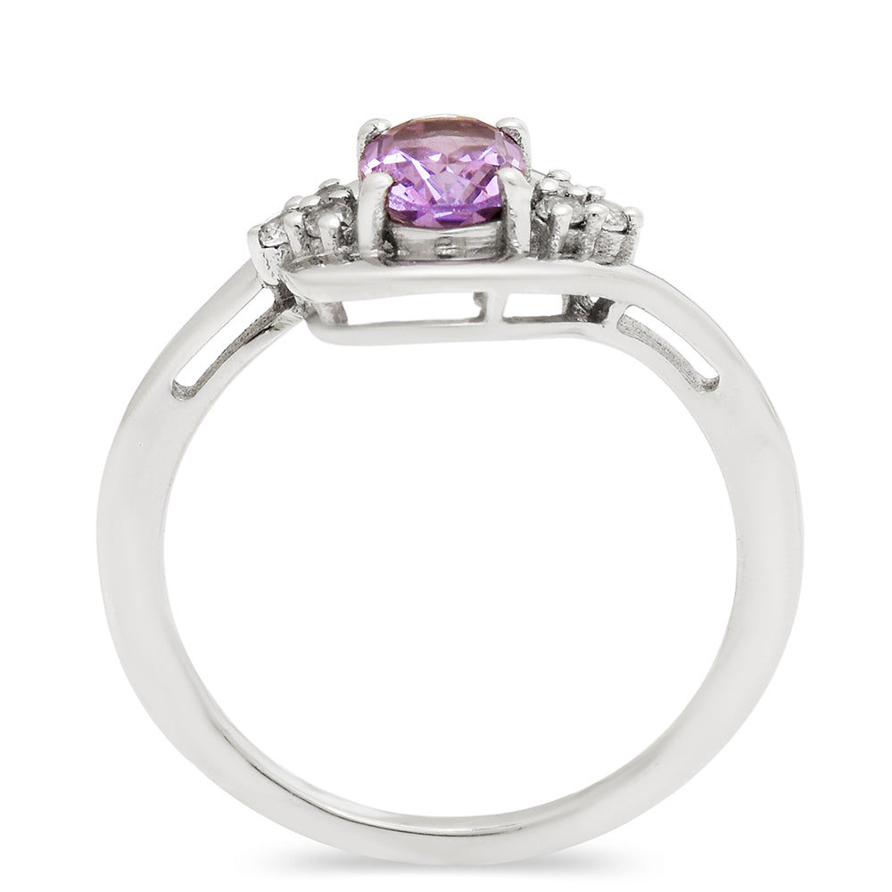 Anillo de Plata con Amatista de Brasil y Topacio Blanco