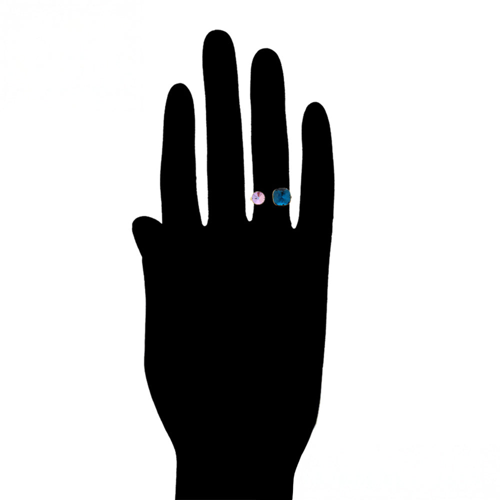 Anillo de Aleación Bañado en Oro con Cristal Emporia® Púrpura y Cristal Emporia® Azul