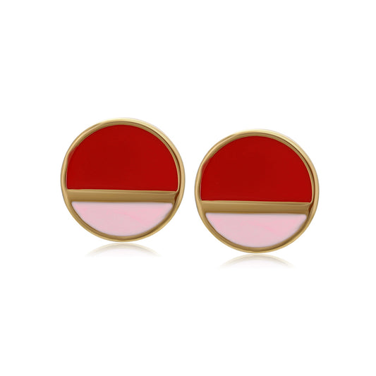 Pendientes de Aleación Bañado en Oro con Cristal Emporia® Rojo y Cristal Emporia® Rosa