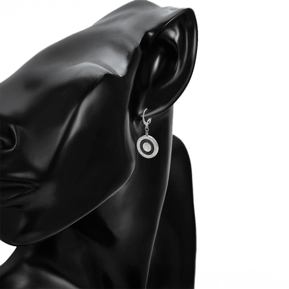 Pendientes de Aleación Bañado en Oro con Cristal Emporia® Blanco y Cristal Emporia® Negro