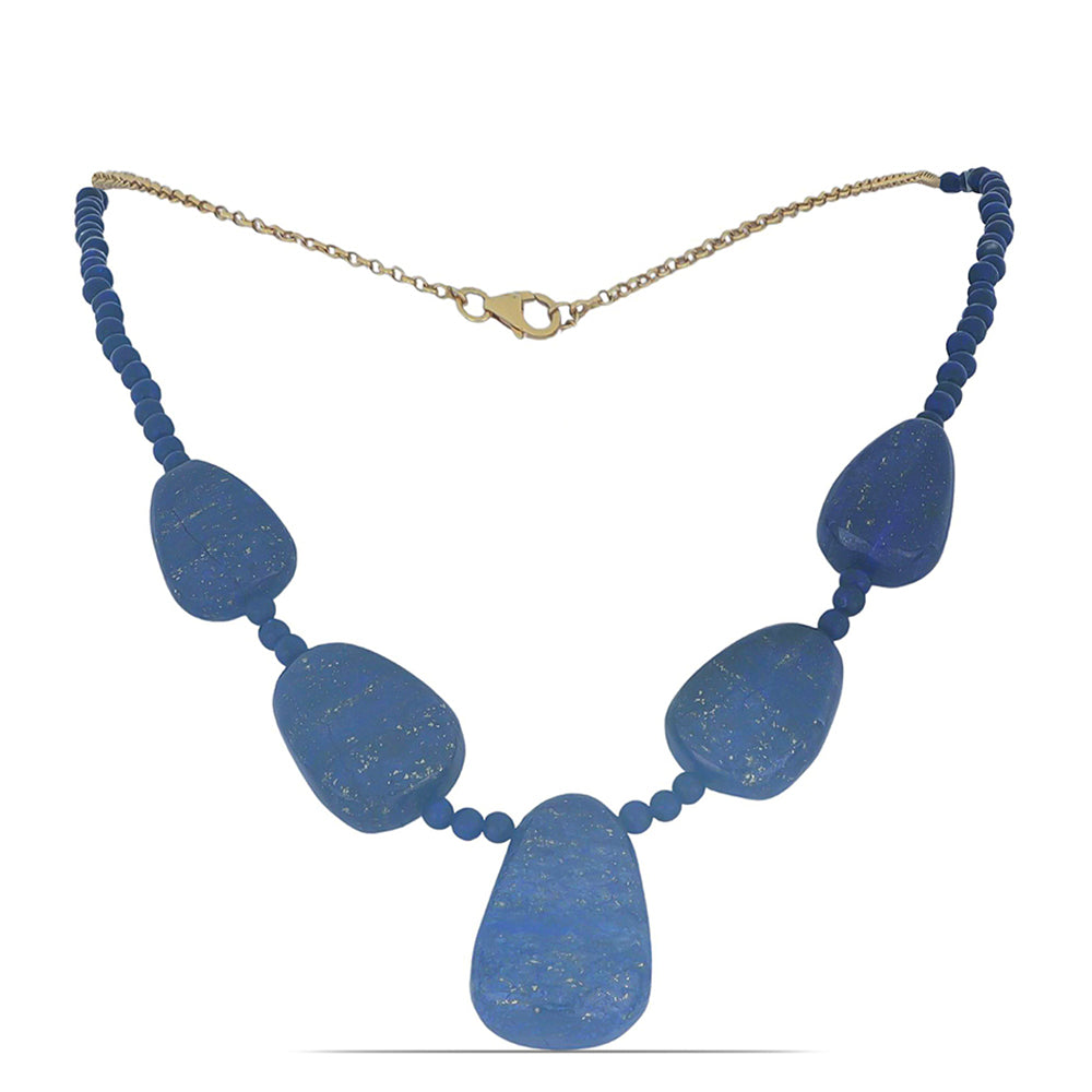 Collar de Plata Bañada en Oro con Lapislázuli de Badakhshan