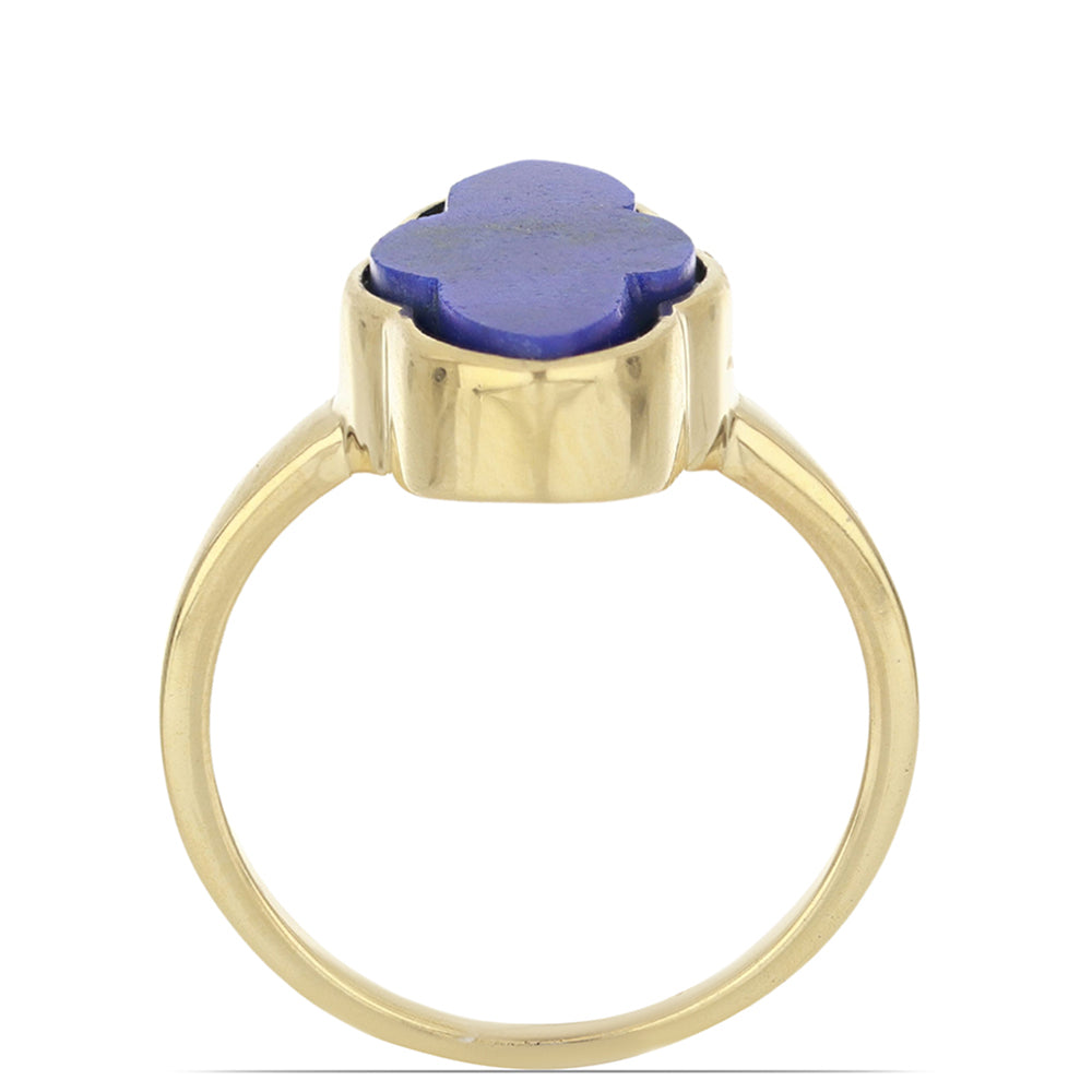 Anillo de Plata Bañada en Oro con Lapislázuli de Badakhshan
