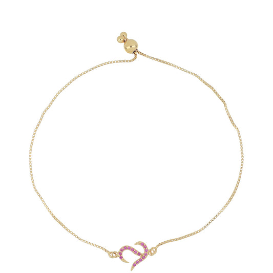 Pulsera de Plata Bañada en Oro con Rubí diminuto