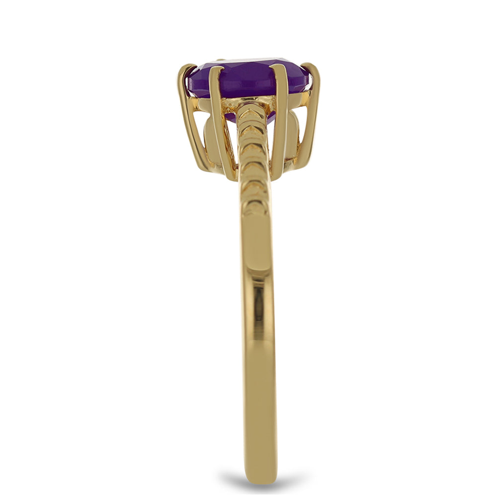 Anillo de Plata Bañada en Oro con Ágata Púrpura