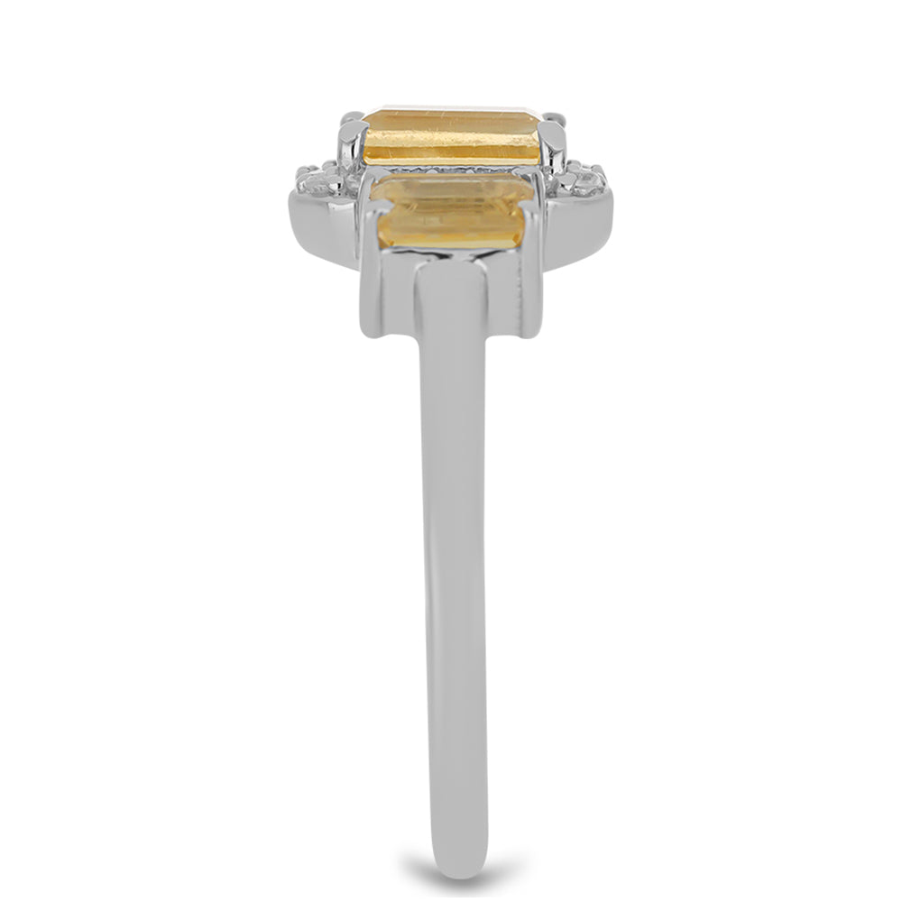 Anillo de Plata con Citrino de los Montes Urales y Topacio Blanco