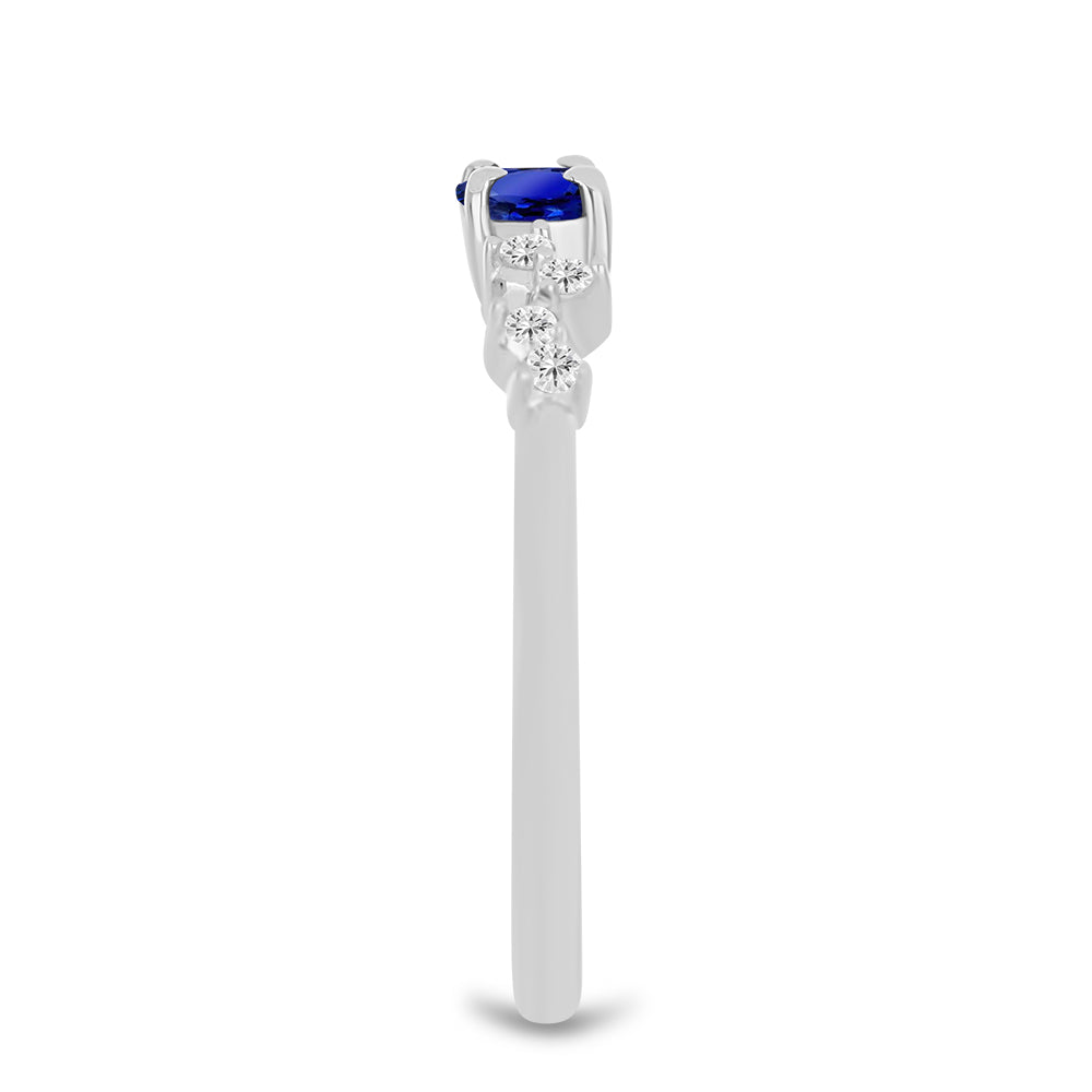 Anillo de Plata con Zafiro Azul Australiano y Topacio Blanco